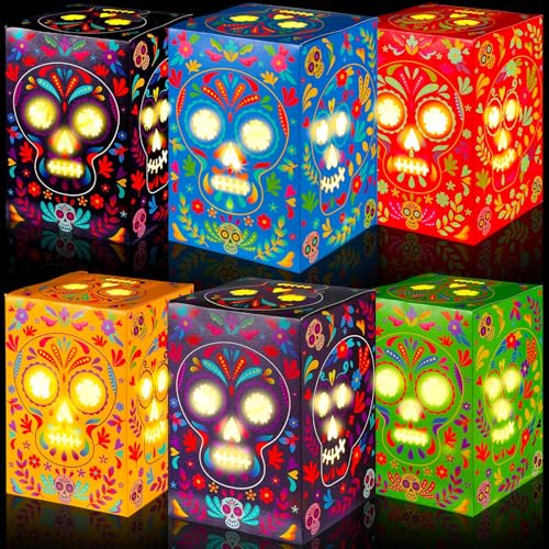 36 Pack Day of the Dead Sugar Skull Candle Holders & Luminary Bags