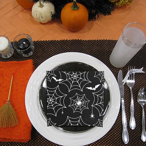 Halloween Spiderweb Paper Napkins - 24 Pcs Spooky Table Decor, 6.7x6.7 Inch Fold - Variation 1