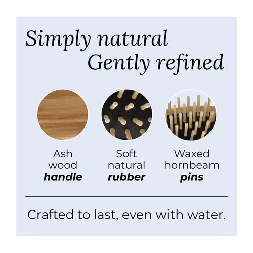 TEK – Scalp Massage Brush with Strap in Ash Wood Handmade in Italy – Stimulates Hair Growth, Ideal for Shampoo and Anti-Hair Loss Lotions – 8.5 x 5 cm – Vegan and Sustainable