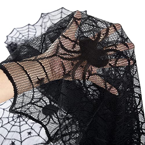 Halloween Black Lace Tablecloth 2 Pack - 54x72 Inch Spider Cobweb Design, Rectangular