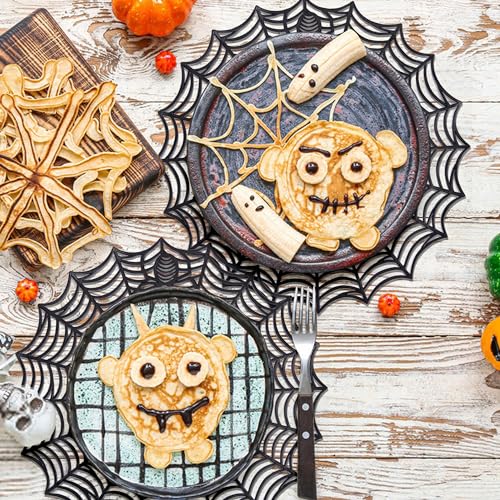 Halloween Spider Web Placemats Set of 10 - 15 Inch Waterproof Table Mats