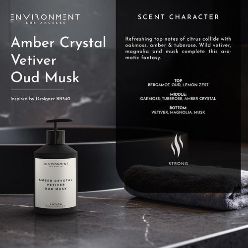 ENVIRONMENT BR540 Luxury Scented Lotion - 300ml Amber Crystal, Vetiver & Oud Musk for Men & Women