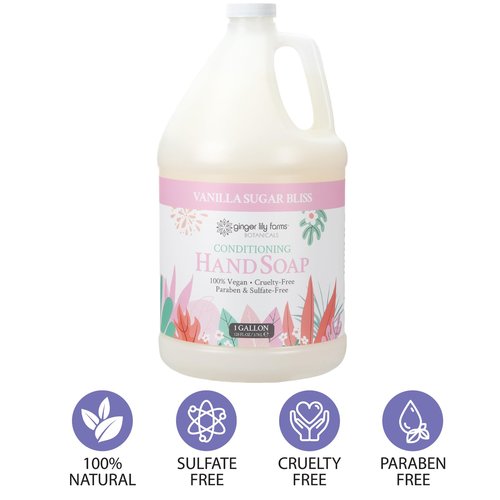 Ginger Lily Farms Botanicals Conditioning Liquid Hand Soap Refill, 100% Vegan & Cruelty-Free, Vanilla Sugar Bliss Scent, 1 Gallon (Pack of 4)