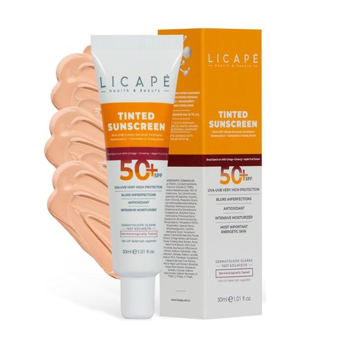 LICAPE® Tinted Sunscreen SPF 50 - Lightweight High Protection Face Sunscreen with Natural Coverage