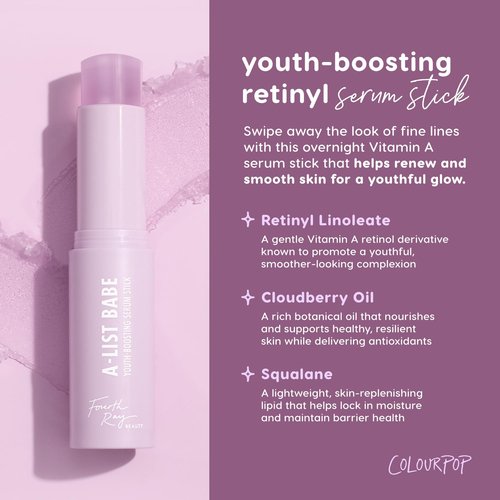 ColourPop Retinol Serum Stick - Anti-Aging Beauty Balm for Glowy Summer Skin - Naturally Derived Retinol & Cloudberry Oil (0.25 oz)