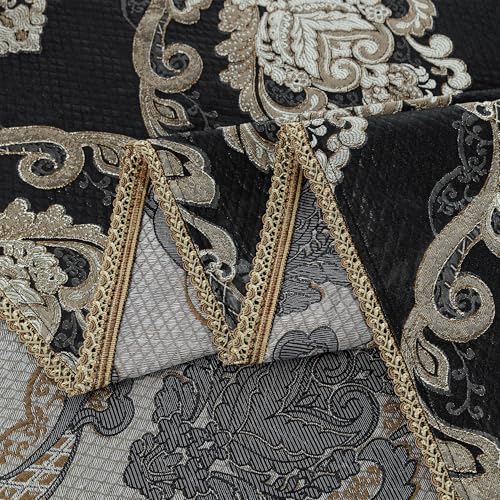 Rectangular Jacquard Tablecloth 60 x 120 Inches Black - Elegant Home Decor