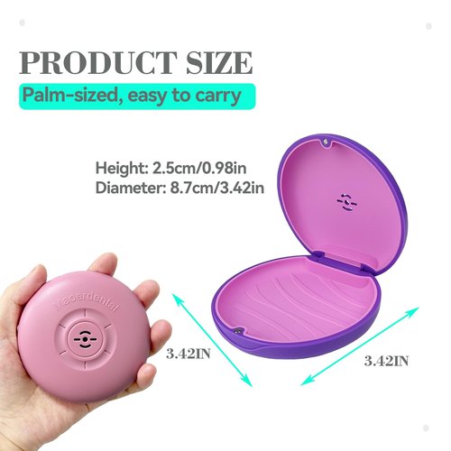 Maoerdental 2 Pack Retainer Case,Aligner Case with Vent Holes, Compatible with Invisalign, Mouth Guard Cases，Portable Slim Travel Cute Orthodontic Retainer Cases (Pink Purple)