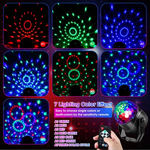 6 Pack Sound Activated Disco Ball Party Lights with Remote Control