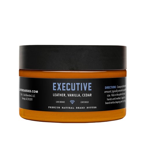 Live Bearded Beard Butter, 3 fl oz - Made in the USA - All-Natural Leave-in Conditioner and Softener with Shea | Executive Scent - Cedar, Vanilla