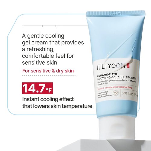 Illiyoon Ceramide Ato Soothing Gel - Vegan Facial Moisturizer for All Skin Types | 5.9 Fl Oz (175ml)