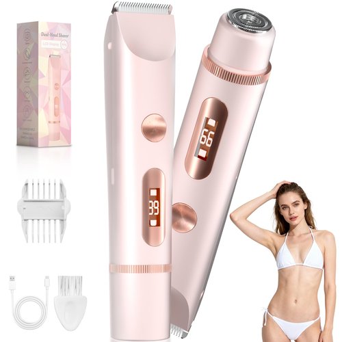 Fanovae Bikini Trimmer for Women – Gentle Electric Razor for Sensitive Areas, Waterproof USB-C Rechargeable Shaver for Body & Face, Stocking Stuffers Holiday Gift (Petal Pink with LED)