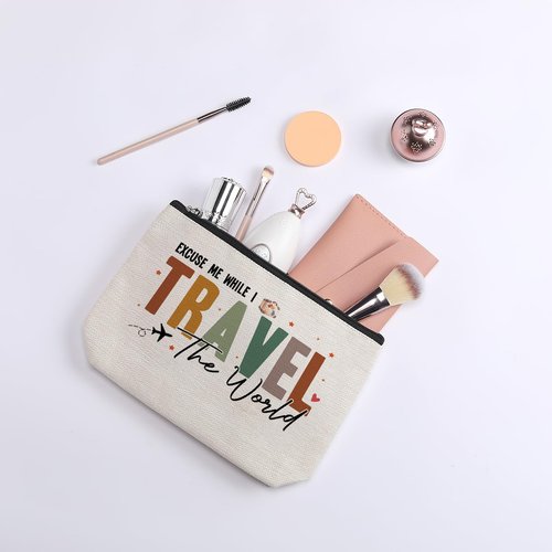 Funny Travel Gifts for Women Travel Essentials Makeup Bag Flight Vacation Gifts for Travelers Travel Lovers Birthday Gifts for Mom Daughter Bride Friends Girls Trip Female Travel Toiletry Bag