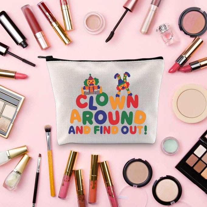 Canvas Cosmetic Bag with Zipper - Large Makeup & Travel Organizer, Clown Gift Idea