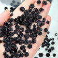 Black Rose Nail Charms 300 Pcs 3D Valentines Day Floral Rhinestones for Acrylic Nails