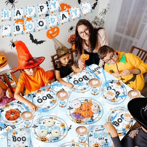 Blue Halloween Boo Day Party Decorations Set - 142 Pieces for Kids & Celebrations