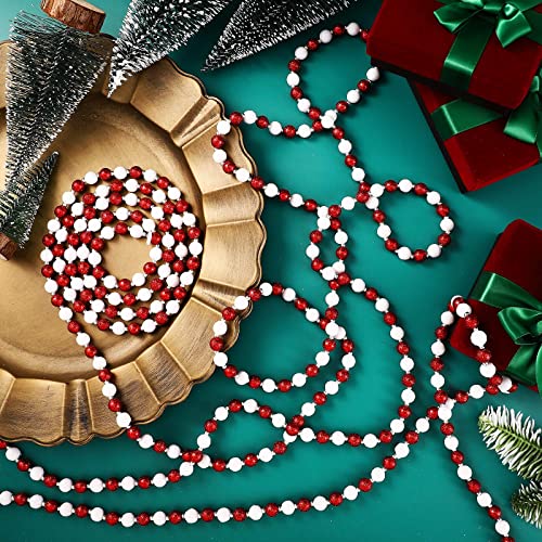 Christmas Candy Garland Beads Set - Multi Color Glitter 40ft with White, Red & Silver Variations