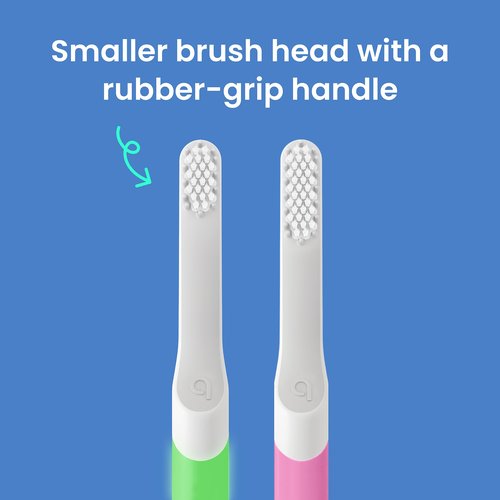 Quip Sonic Toothbrush for Kids with Timer - Includes Extra Brush Head and Travel Cover Mount - Electric, Soft Bristle Refill Head, Plastic Handle, 3 Month Battery Life, Glow in The Dark Green