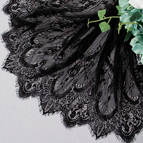 Black Lace Tablecloth 60x120 Inch Rectangular Sheer Wedding Party Decor - Variation 1 / 005-Black