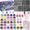 Kids Glitter Tattoo Kit - 38 Colors, Fluorescent & Glitter, Stencils & Accessories