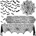 Halloween Decorations Set with Spider Web Tablecloths and Bat Wall Stickers
