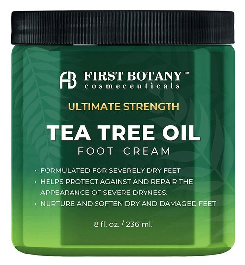 First Botany, Athletes Foot Cream with Tea Tree Oil, Aloe & Spearmint - Hydrates, Softens & Conditions Dry Cracked Feet, Heel and Calluses- Helps Soothe Irritated Skin - 8 oz