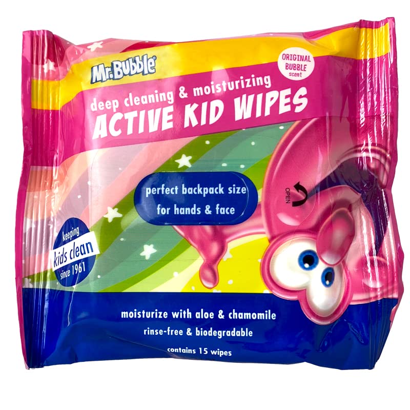 Kids Moisturizing Face and Hand Wipes - Travel Size Biodegradable Pack of 12