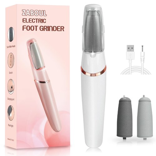 Electric Foot Callus Remover, ZABOUL Electric Foot File Callus Remover Rechargeable Portable Pedicure Tool Kit, Smooth Pedicure Wand for Feet Care, Removes Dry Hard & Dead Skin Ideal Gift (White)