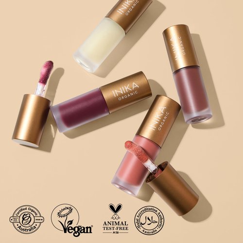 INIKA Organic Lip Oil | Bakuchiol, Squalane + Collagen in a Glossy Finish. Luxuriously Smoothing & Hydrating Lipgloss. Natural, Vegan. 0.16 Fl oz (Clear)