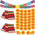 Day of the Dead Decoration Set with Faux Marigolds, Papel Picado Banners & Table Runners