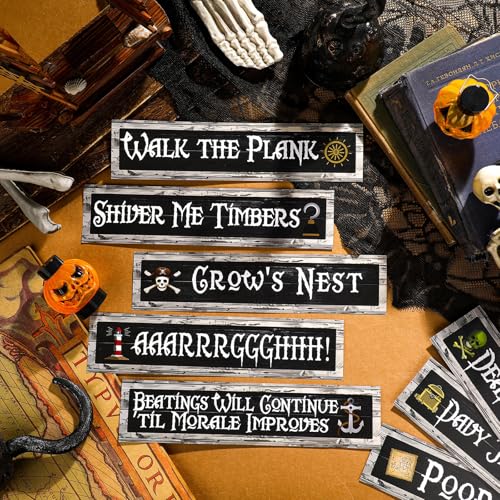 Pirate Theme Sign Cutouts Set for Halloween Party Wall Decorations
