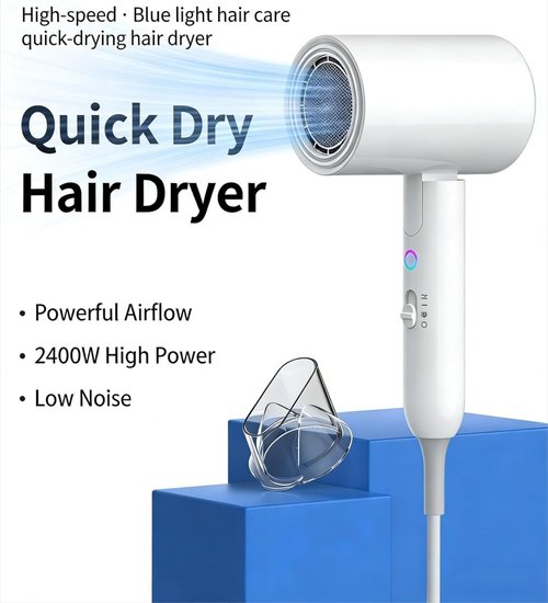 Skiennix Ionic Hair Dryer - 2000W Foldable Travel Blow Dryer | Portable, Low Noise, Compact Design