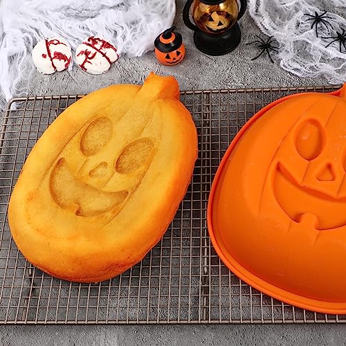 Halloween Pumpkin Cake Pan Silicone Mold 8 Inch Jack O Lantern Bakeware