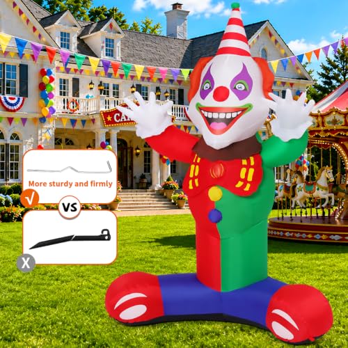 7FT Carnival Clown Inflatable Decorations for Yard & Outdoor Circus Theme