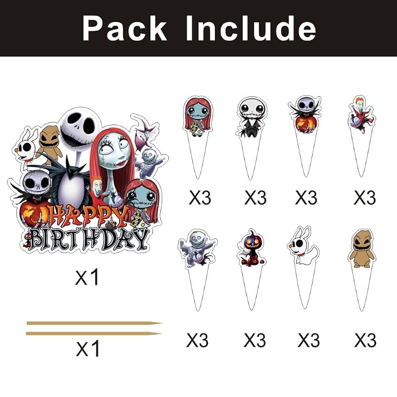Nightmare Cake Decorations Set with Cupcake Toppers for Birthday Party