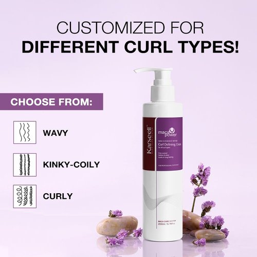Karseell Curling Perfection Cream - Curl-Defining Essence for All Hair Types, Paraben-Free, 200ML (6.78oz)