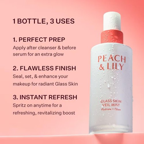 Peach & Lily - Glass Skin Veil Mist - Hydrating Facial Mist for a Radiant Glow | 3.38 oz - Vegan & Cruelty-Free