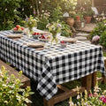 Buffalo Plaid Tablecloth 56x84 Inches Christmas Checkered Party Decor - Black White