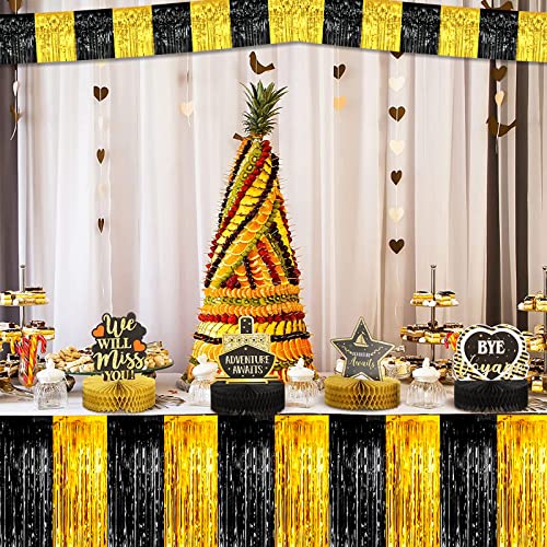 Black Gold Foil Fringe Garland 10 Pack - Metallic Tassel Banner for Parade & Party Decorations