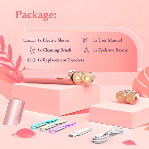 Epilator,2 in 1Epilator for Women Rechargeable,Womens Electric Shaver with LED Light,Hair Removal for Women Legs/Face/Bikini/Arms,Smooth Epilator Trimmer Travel Kit Set,Hair Removal Area Upgrade