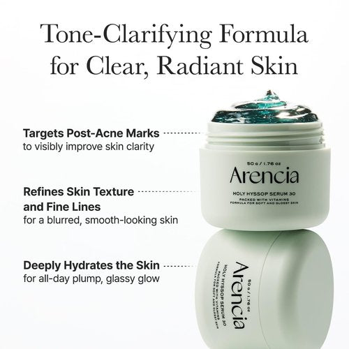 Arencia Glow Hyssop Overnight Face Mask Serum - Hydrating Anti-Aging Formula for Youthful Korean Glass Skin | Vitamins A, C, E, Niacinamide & Peptides
