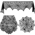 Halloween Lace Spiderweb Decor Kit - 3 Styles, Reusable Party Decorations