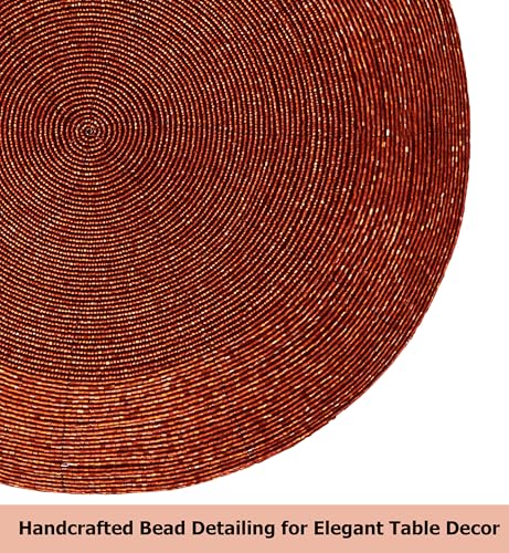 Beaded Charger Placemats Set of 4 - Rust Handmade Fall Table Decor