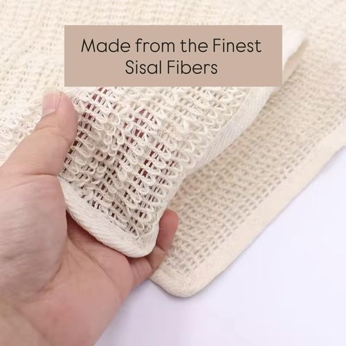 100% Natural Sisal Washcloth. Gentle Exfoliation for Smoother Skin. Durable & Reusable for Face & Body. 100% Biodegradable. Removes Dead Skin Cells and Dirt (3 Pcs)