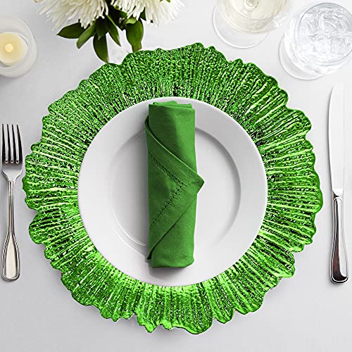 Heavy Duty Plastic Charger Plates - 13-Inch Round, Reef Green, 6-Pack