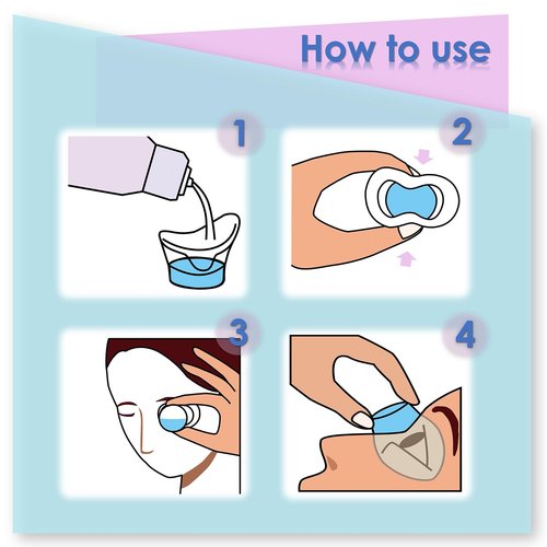 Silicone Eye Wash Cups, Eye Wash Bath for Refresh and Clean Tired Eyes, 4 Pcs Updated Version Pink and Blue with 2 Storage Containers
