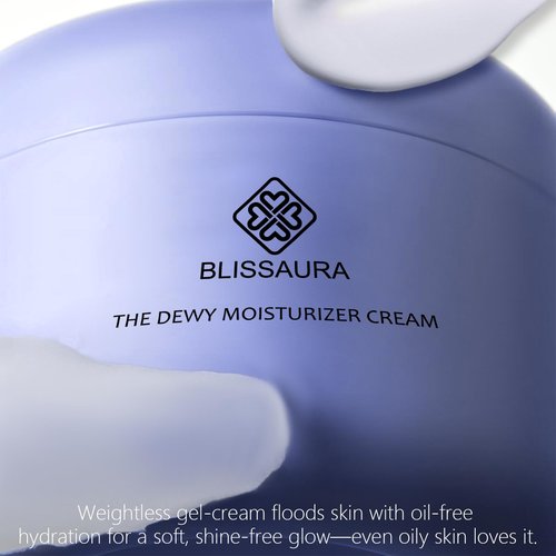 BlissAura The Dewy Skin Cream Face Moisturizer Skin Care Face Cream Boost Water Gel Lightweight Oil-Free -Improve Skins Hydration 1.7 fl oz