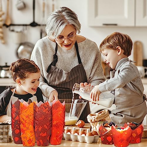 400 Pcs Fall Tulip Cupcake Liners Halloween Baking Cups Orange Pumpkins