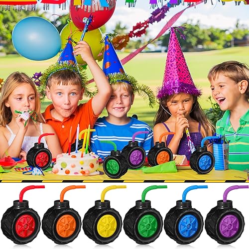 12 Pack Monster Truck Cups with Lids & Straws - 17 oz Plastic Tire-Shaped Drinkware for Kids - Variation of THIS listing: 12