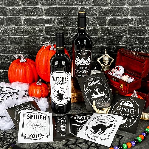 Halloween Wine Bottle Stickers Set - Waterproof Scary Labels for Party Décor