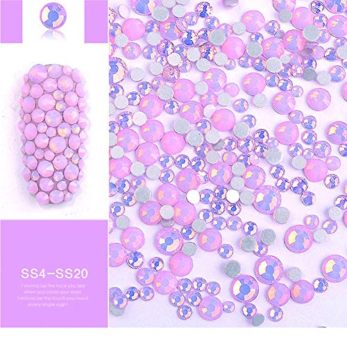 Sparkly Opal Rhinestones for Nails 4-Pack, 7 Sizes, Colorful DIY Nail Art Gems
